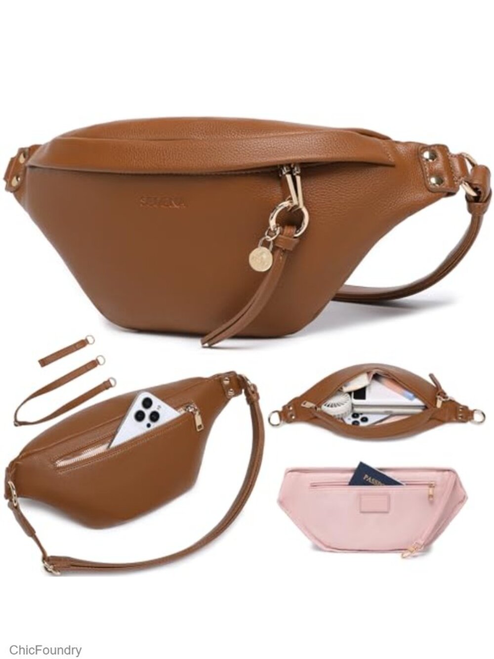 Anti Theft RFID Crossbody Bag Vegan Leather Adjustable Strap Multiple